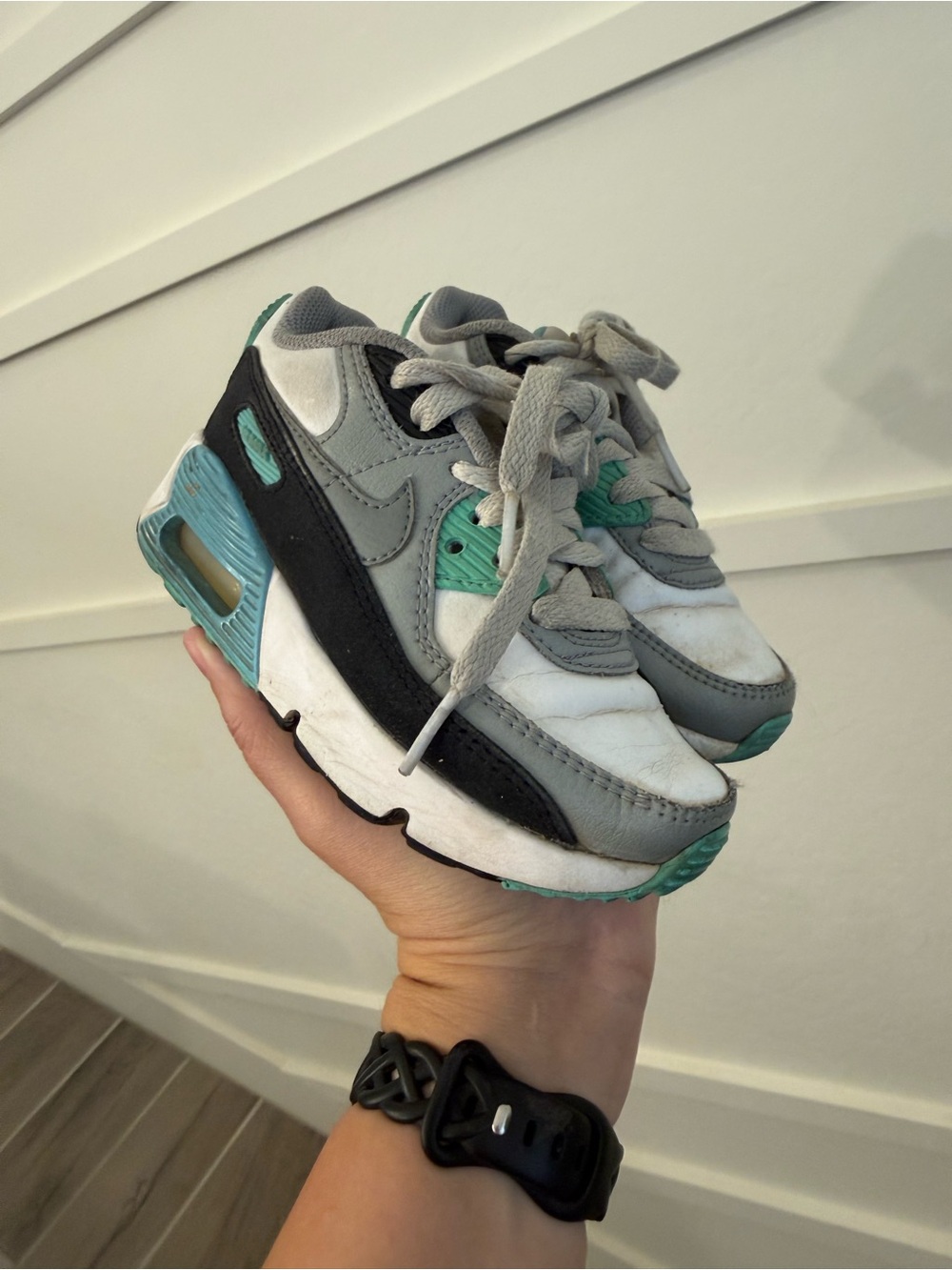 Nike AirMax Kids Gray, Black & Teal Sneakers